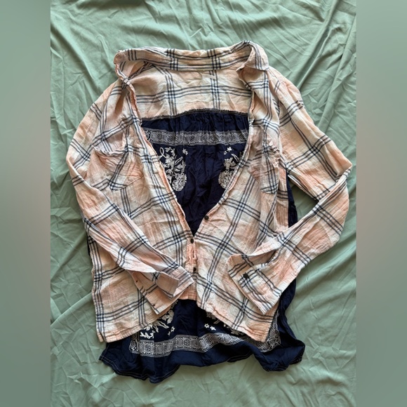 Free People plaid and bandana button-down shirt - Picture 6 of 9